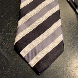 Donald J Trump black striped silk tie